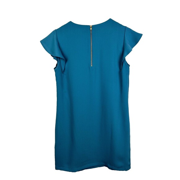 Adrienne Vittadini Flutter Short Sleeve Shift Dress Teal Blue Green Knee Lnth 2 - Picture 5 of 10